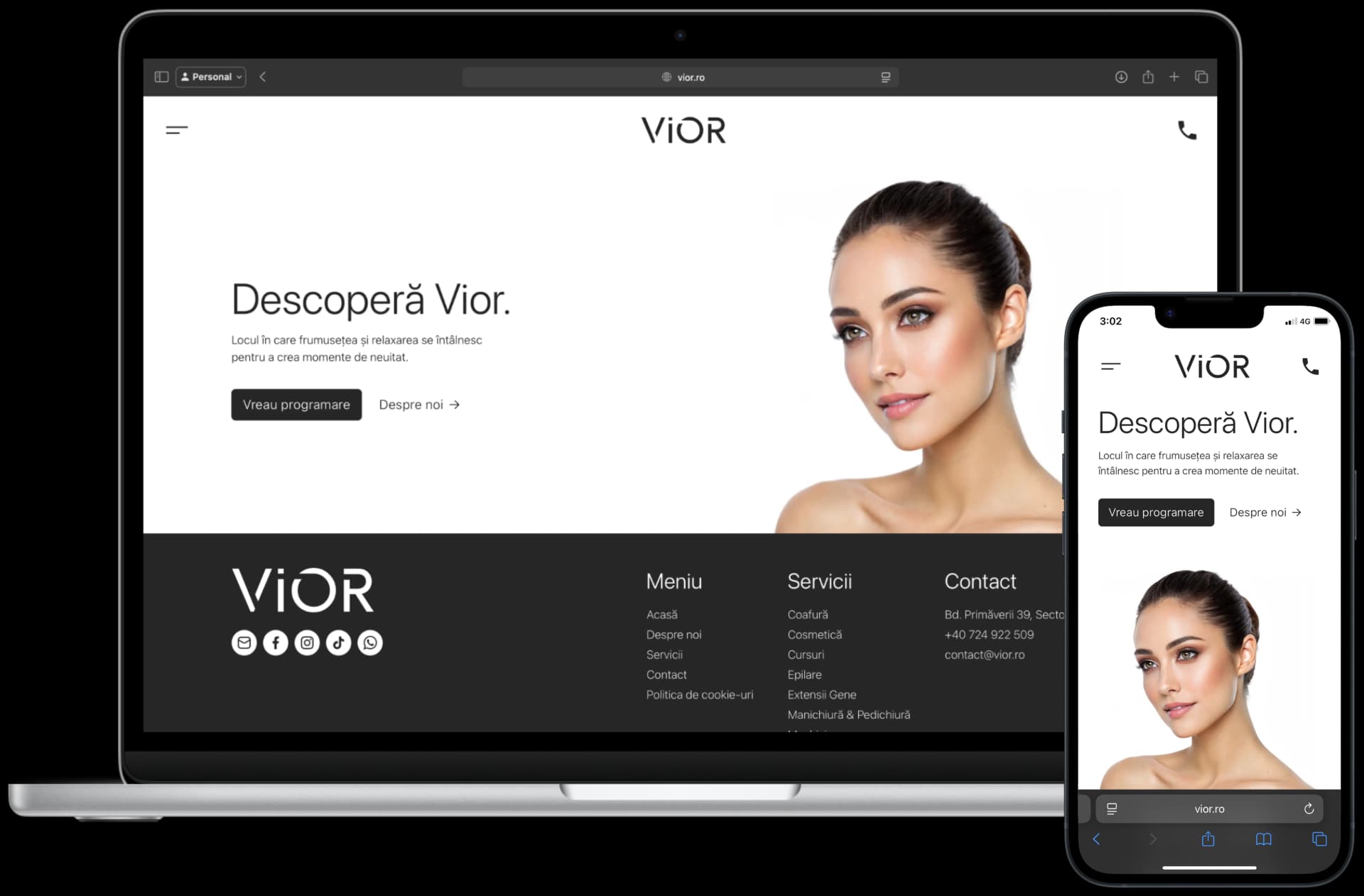 Vior Beauty Salon Website Mockup